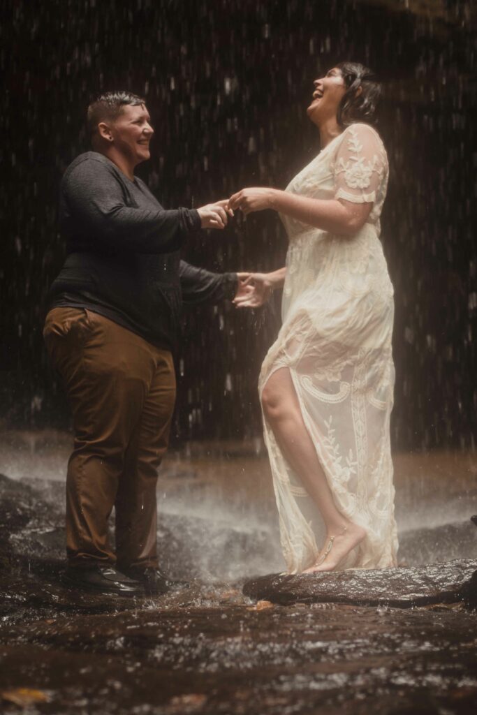 Looking Glass Falls, engagement photography, LGBTQIA+ photographer, Asheville photographer, Asheville engagement photographer, Asheville wedding photographer, Asheville elopement photographer